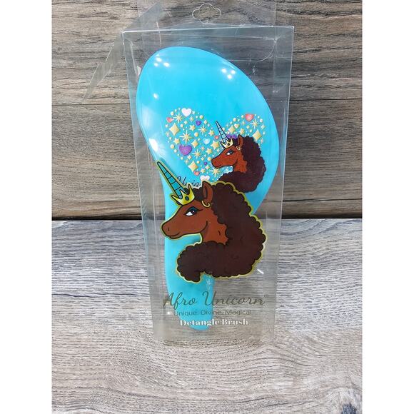 Afro Unicorn Printed Paddle Detangle Hair brush Green - Picture 1 of 4